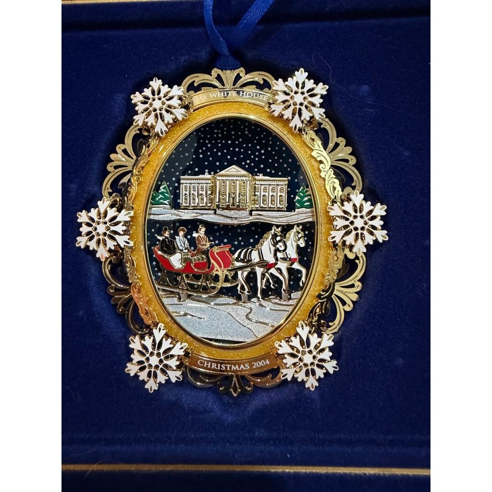 2004 White House Christmas Ornament President Rutherford B Hayes Sleigh Ride Box